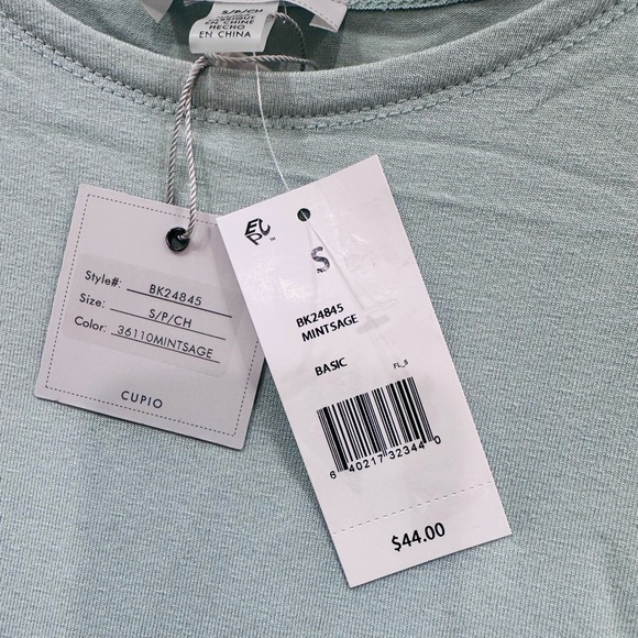 Cupio Julianna Long Sleeve Core Knit T-Shirt - Mint Sage - Picture 4 of 4